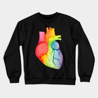 Watercolor Rainbow Heart (dark) Crewneck Sweatshirt